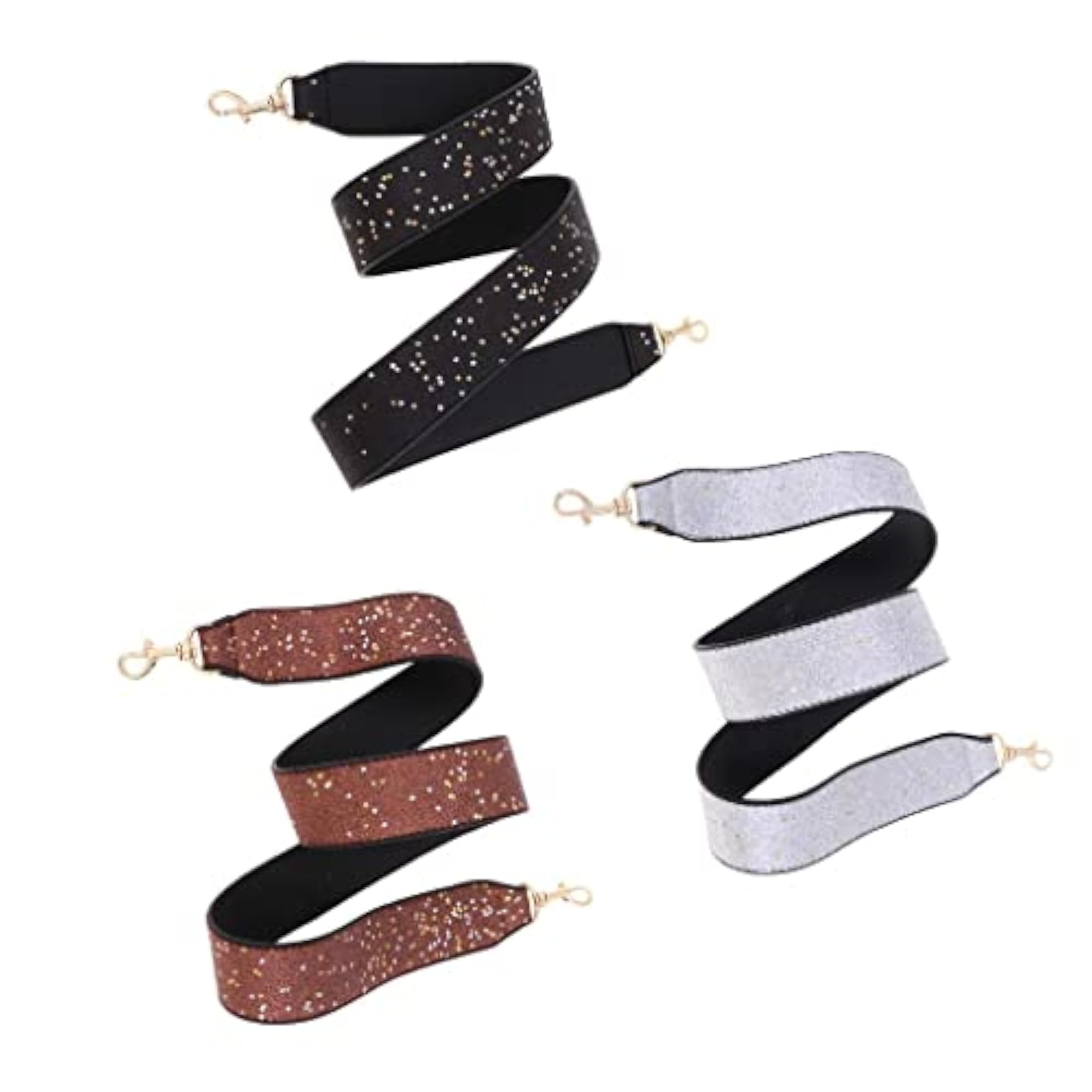 Black PU Leather Shining Star Crossbody Bag Strap Replacement