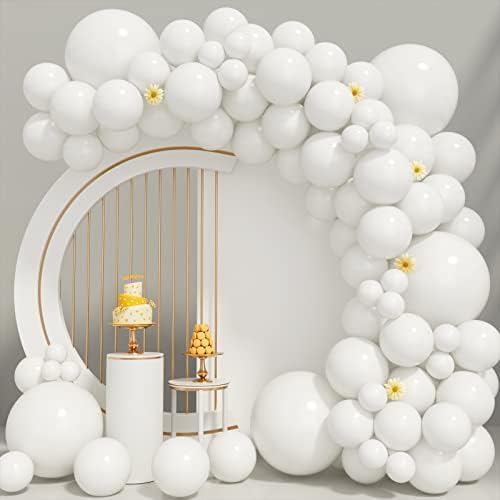 White Balloons 100pcs White Balloon Garland Arch Kit 5/10/12/18 Inch Different Sizes White Matte Latex Balloon for Baby Shower Birthday Party Wedding Graduation Decorations Halloween Christmas Balloon