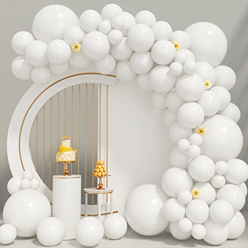 White Balloons 100Pcs White Balloon Garland Arch Kit 5/10/12/18 Inch Different Sizes White Matte Latex Balloon For Baby Shower Birthday Party Wedding Graduation Decorations Halloween Christmas Balloon #TOP1