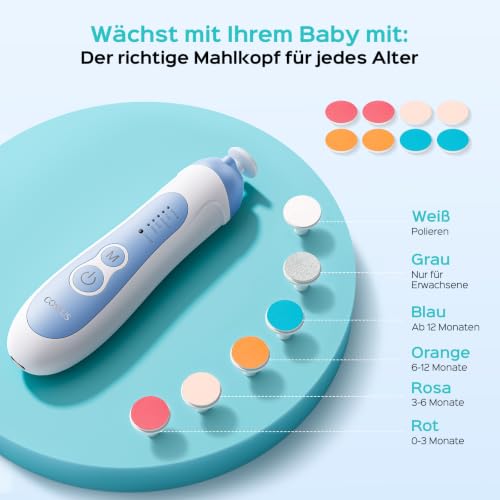 COSLUS C52 Kabelloser​ Elektrischer Baby Nagelfräser mit LED-Display, Blau – Ansicht 7