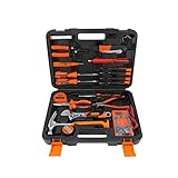 Kit de herramientas para el hogar completo: contiene la mayoría de las herramientas necesarias para reparaciones pequeñas y básicas BRICOLAJE Proyectos en la casa. Muy adecuado para cabaljeteros, reparadores, mecánicos, talleres de reparación corporal, etc. También es un excelente conjunto de herramientas para el hogar, el garaje y el taller.