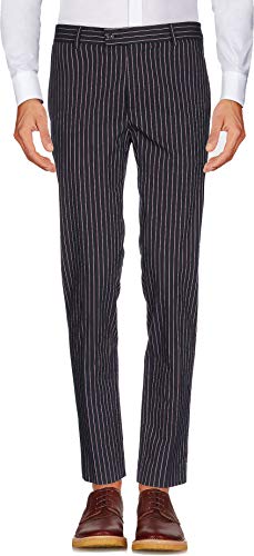 Men's Flat Front Regular Fit Black with White Stripes Suit Pant2
