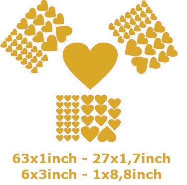 Removable Gold Hearts Wall Decals For Kids Room Decoration +"Mix 97Pcs"+"Gold Wall Decals"+Stickers+"Peel And Stick Wall Decals" + Wall Mural Art Vinyl Decor By. (Gold) #TOP4