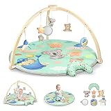 FEISIKE Wooden Baby Activity Gym & Play Mat, Stage-Based Sensory and Motor Skill Development, Thick