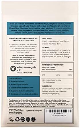 INNOPURE Zinc Tablets 50mg - One a Day (120 Tablets) High Strength Supplement, Vegan Society Approved, UK Made