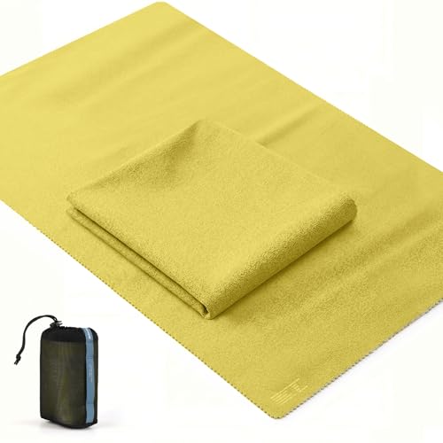 OCE GEAR Microfiber Travel Towel, Soft Lightweight Quick Dry Towel, Super Absorbent Compact Travel & Sports & Beach Towels for Camping, Backpack, Gym, Swimming, Yoga, Hiking (Yellow, XX Large)