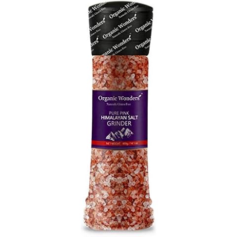 Pure Pink Himalayan Salt Grinder (400g/14.1oz) | Super Size | Smooth Grind | Gluten-Free | Vegan | Vegetarian | Easy Function by Organic Wonders® Cover