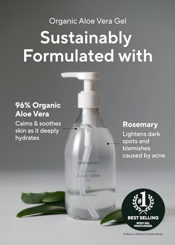 Aromatica 8809151139032 Organic Aloe Vera Gel 10.14Oz/300Ml, After Sun Care And Sunburn Relief With Pure Aloe Vera Gel Face&Hair thumb #2