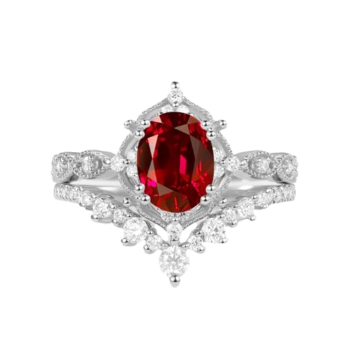 1.5ct Oval Ruby Engagement Rings 10K 14K 18K Gold Ruby