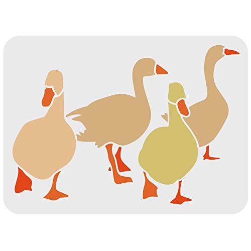 FINGERINSPIRE Duck Stencil Template 29.7x21cm 4 Ducks Template Plastic Duck Flock Painting Stencil Reusable Farm Animal Stencils DIY Decor Stencil for Painting on Wood Floor