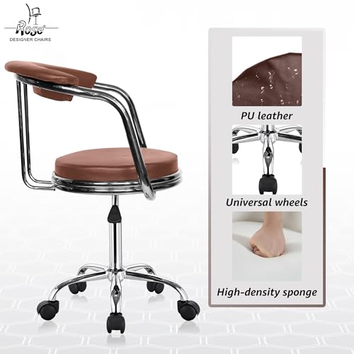 Image of ROSE Kiya Height Adjustable & Revolving Bar Stool /Kitchen Chair Suitable for Kitchen, Cafeteria, Dining, Office,Shops (2, Brown, Barstool Revolving)