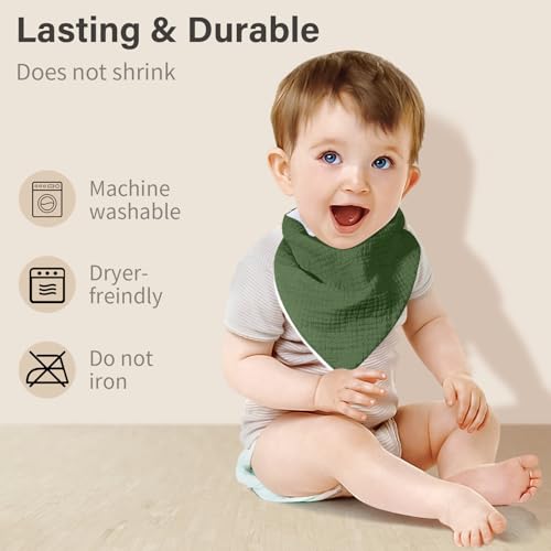 NISXABEBE Muslin Baby Bibs, 6 Pack, Baby Bandana Drool Bibs 100% Cotton for Baby Boy Girl,Solid Colors Bib for Drooling Teething (Boys)