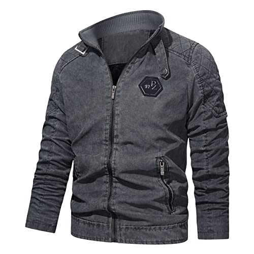 Wocachi Men’s Casual Stand Collar Zip-Up Motorcycle Bomber Jacket Lightweight Windbreaker Active Coat Outwear Tennis Golf Turtleneck Aloha Lapel Shirt Outdoor Hot Vertical Striped Leaves #TOP23