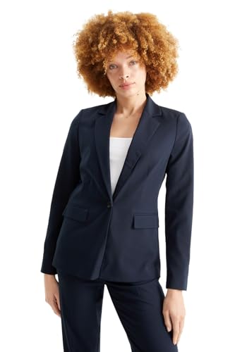 C&A Damen Blazer Viskose|Stretch|Polyester Slim Fit dunkelblau 46
