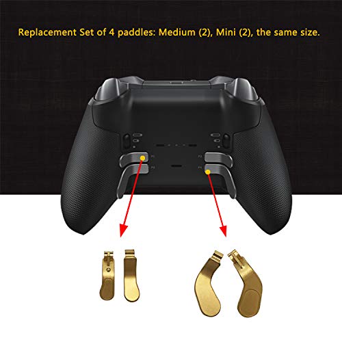 Metal D-Pads, Paddles Hair Trigger Locks Replacement for Xbox One Elite Controller Series 2 & Series 1 (Gold)