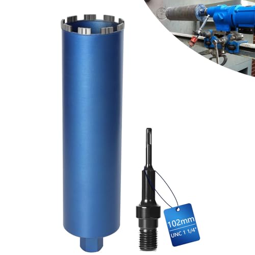 Couronne de forage diamantée pour carotteuse incl. Turbo 10 mm, L 460 mm | Ø 102 mm | Adaptateur SDS-PLUS | 1 ¼ pouces UNC | Couronne de forage sèche et humide pour béton, granit, marbre, pierre