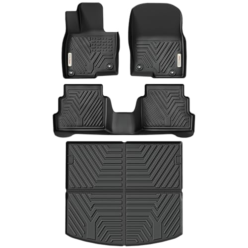 YITAMOTOR Floor Mats & Cargo Liner Fit for Mazda CX-5 2017-2025 TPE All Weather Custom Fit Floor Liners for Mazda CX5 1st & 2nd Row and Trunk Liner Car Mats Set Accessories Black