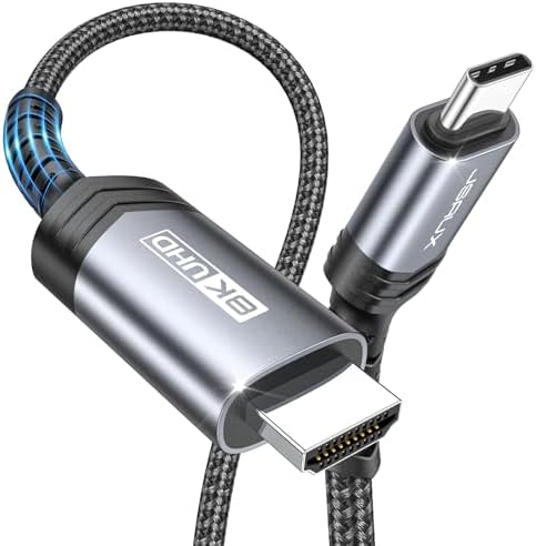 JSAUX USB C to HDMI 2.1 Cable [8K@60Hz,4K@240Hz] 6.6FT, Type C to HDMI Cord Support 48Gbps/HDCP2.3/HDR, Compatible with Thunderbolt 3/4/5,Galaxy S24, ThinkPad, MacBook, iPhone 15, iPad Pro