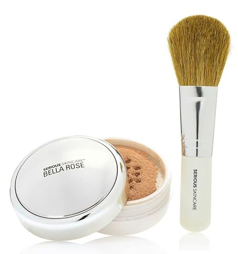 Serious Skincare Bella Rose Pro-Minerals Loose Mineral Powder Makeup Foundation Spf 15 With Goat Hair Application Brush – Sheer To Full Coverage – Luminous Matte Finish – Men And Women - 0.50 Oz - Tan #TOP29