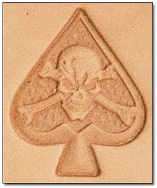 Tandy Leather Detailed Skeleton Spade Stamp Head - Sharp 3D Tooling Design for Veg Tan Projects - Durable Metal Craft Tool for Wallets, Belts, and Holsters - 1.06 x 0.88 in