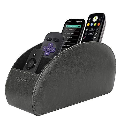 SITHON Remote Control Holder with 5 Compartments - PU Leather Remote Caddy Desktop