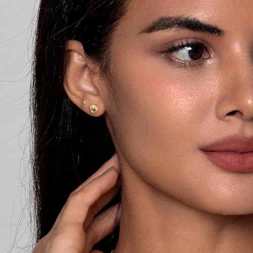IMBOS Gold Earrings for Women 14K Gold Plated Love Knot Stud Earrings Dainty Ball Stud Flat Back Earring Hypoallergenic Cute Jewelry Gift by IMBOS - Used condition - Image 2