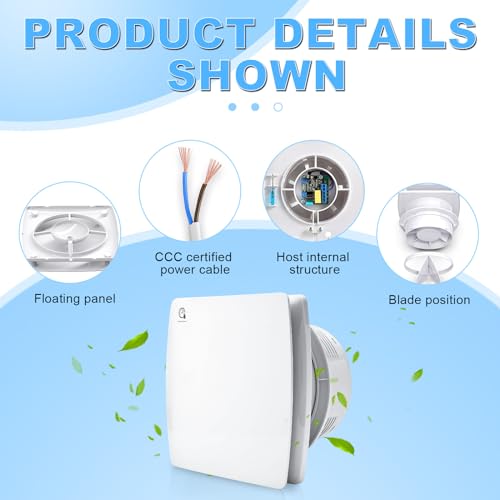 WingFly Bathroom Extractor Fan 100mm with Humidity Sensor and Backflow Flap Timer, Adjustable Run-on Time, 95m³/h - Image 3