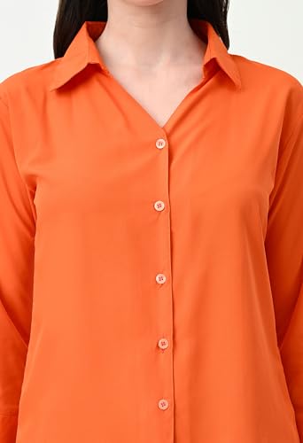 Image of FUNDAY FASHION Women's Crepe Casual Regular Fit Solid V Collered Shirt (Pack of 2)