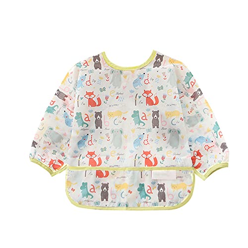 Haimoburg 3Pcs Baby Bibs With Sleeves Long Sleeved Waterproof Bibs Baby Smock Coverall 3-24 Months #TOP5