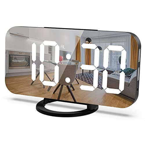 Mqruntoo Digital Wecker Mit Großes LED Display,Tischuhr Digitale Uhr 6.7”Display, 3-Stufen Helligkeitskontrolle,Dual-USB-Ladegerät-Anschluss Wecker für Nachttisch, Schlafzimmer und Büro