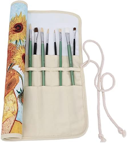 Amoyie Roll-up Paint Brush Holders for Acrylic Oil Watercolor Gouache Art Paint Brush, Large Capacity Brush Carrier Pouch 20 Holes, Purple Stripes