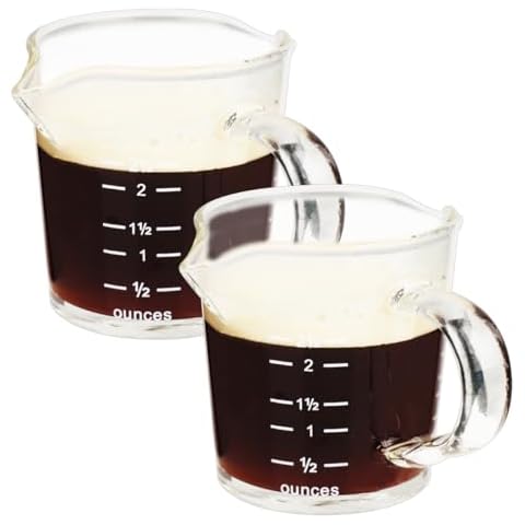 Espresso Shot Glass 3-Ounce Triple Pitcher Barista Double Spouts With Pouring Handle (2 Pack) Cover