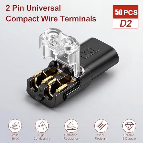 50 Pcs Double Wire Connectors 2 Pin Low Voltage Quick Double Wire Plug — view 4