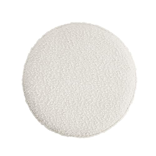 HomePop Organic Shape Ottoman (No Lid, Seat Only) | HomePop Home Décor | Round Pouf Foot Rest – Cream Boucle by HomePop - Image 5