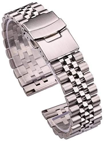 Bracelet de montre en acier robuste et maillons réglables argent