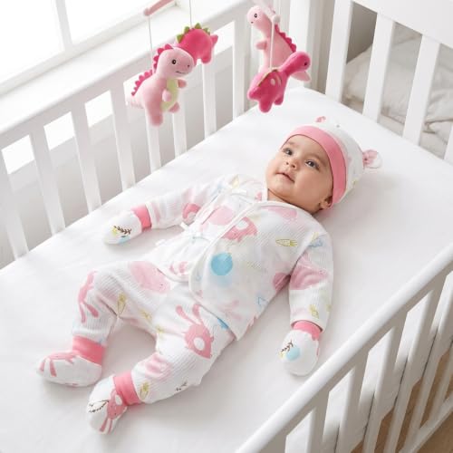 Image of SNOWIE SOFT 5Pcs Set New Born Baby Clothes 0-3 Months with Cotton Long Sleeve Top and Pants, Gloves, Socks, Bear Ear Hat, Infant Clothes 0-3 Months New Born Baby Gifts Shower Gift