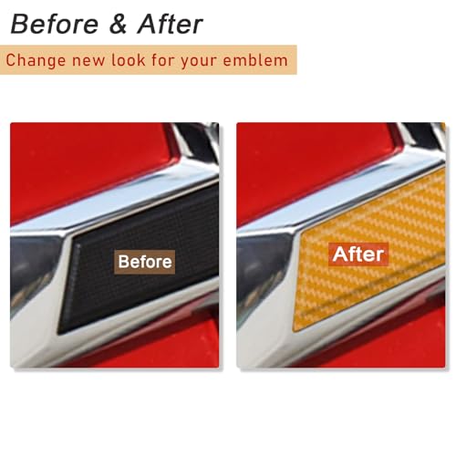 Image of ramuel Compatible with Carbon Fiber Vinyl Wrap 11.8 inch x 4 inch Chevy Bowtie Emblem Sticker Wrap Kit Decal with Spatula and Cutter 3 Pcs Universal Logo Overlay (3pc Gold)