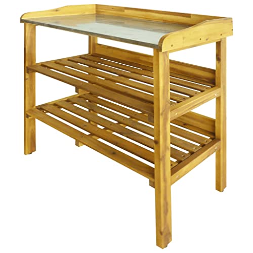 Skm Potting Bench Outdoor Garden Potting Bench Potting Table Gardening Table Work Bench With With 2 Shelves Rack Shelves Work Station Potting Benches For Outside29.9" X 14.5" X 36.2" #TOP24