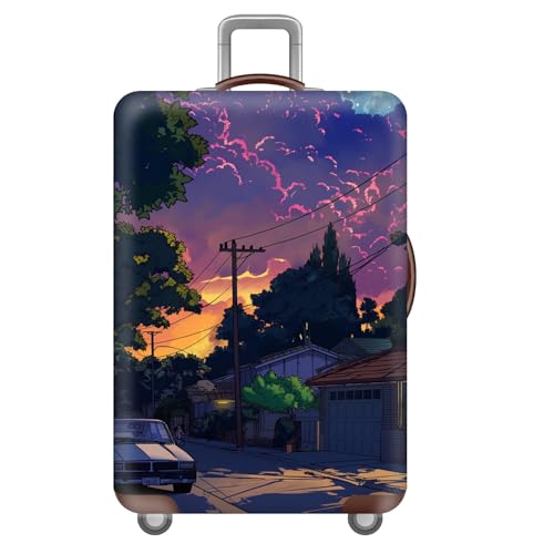 Arquitectura MáS Grueso EláStica Funda para Maleta Cubierta De Equipaje Aplicar A Maleta De 18-32,Cocotero Suitcase Luggage Cover Accesorios De Viajes,Fundas Maletas Cabina (Color 5,L(25-28inch))