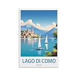 FZYUEN Lago Di Como Italia Vintage-Reiseposter, 40 x 60 cm, 