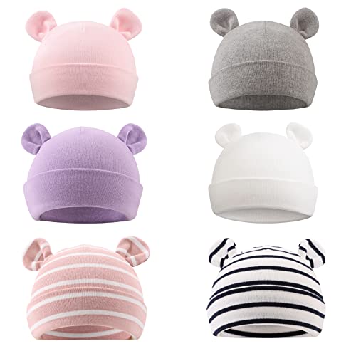 Image of PESAAT Newborn Hospital Hat 0-12Months Preemie Boys Girls Beanie Solid Infant Baby Hats Autumn Winter