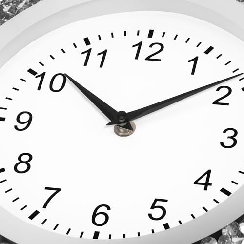 14 Inch Crystal Crushed Diamond Mirrored Wall Clock - Sparkle Twinkle Bling Wall Clock Silver Round Clock for Living Room, Bedroom, Home Decor, Silent Non-Ticking Quartz Movement - Image 5
