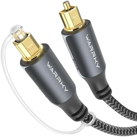 WARRKY Optical Cable, Optical Cable for Soundbar to TV, 1M / 3.3FT [24K Gold-Plated Plug, Metal Case, Braided] Digital Optical Audio Cable Toslink Compatible with LG, Samsung, Sony, Panasonic etc.