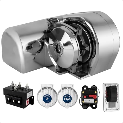 Five Oceans Horizontal Windlass Anchor System, Windlass Atlantic 600 Watts, 12V DC, Max Limit Pulling Power 1200 Lb, Solenoid, 60A Circuit Breaker, Up/Down Foot Switch and Rocker Switch - FO3930