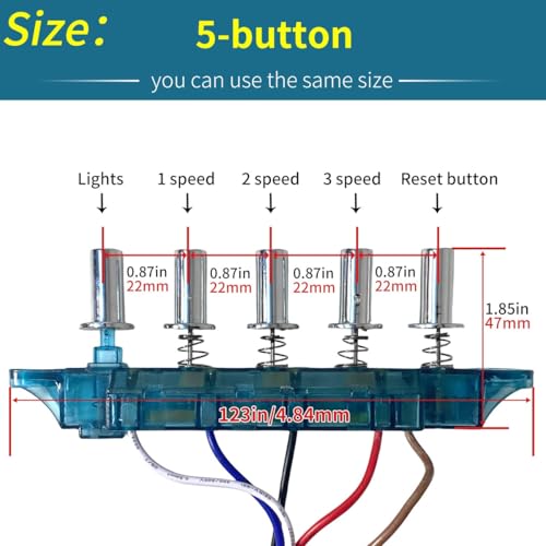 ADZJOY 4/5 Button Old Range Hood Switch Button Universal Accessories Replacement Control Panel Kitchen Appliance Range Hood Parts(5-Button)