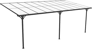 Westmann Alu Terrassenüberdachung Bruce 617 | Pulverbeschichtetes Aluminium | Dach aus Polycarbonat Doppelstegplatten | Schwarz | Wählbare Dachneigung 225-270 cm | UV-Schutz & witterungsbeständig