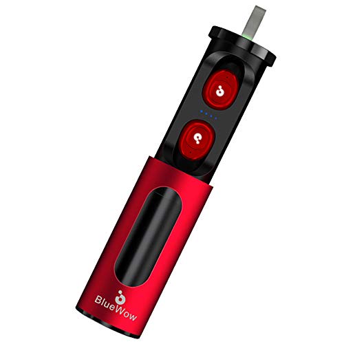 Bluetooth Headset 5.0, In-Ear-Noise-Cancelling-Kopfhörer, Stereo-Sport-Kopfhörer, Mit Tragbaren Aluminium-Ladebox,Red