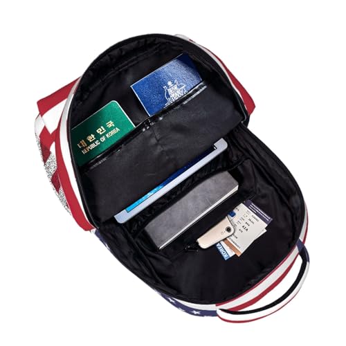 Mochila diaria casual con estampado de bandera americana resistente 5