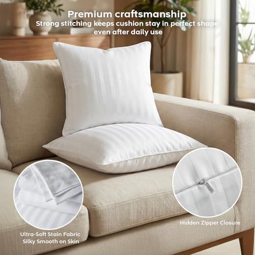 Image of AYKA Microfiber Cushion Filler Set of 3 (16 x 16 Inch) | Soft & Fluffy Sofa Cushions Inserts | Premium Polyester Fiber Throw Pillows for Sofa, Couch, Bed & Living Room Decor | White