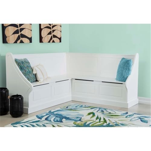 Riverbay Furniture Wood Corner Kitchen Dining Breakfast Nook in White - Thumbnail 7